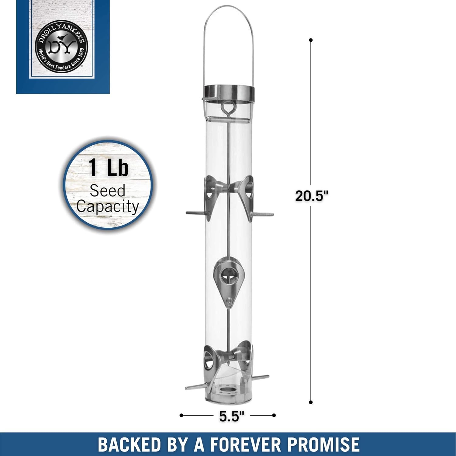Droll Yankees A-6RP Classic Ring Pull Sunflower Seed Bird Feeder, Hanging Tube Feede, 16-Inch : Pet Bird Feeders : Garden & Outdoor