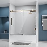 DELAVIN Frameless Tub Shower Door, 56-60" W x 59" H Bathtub Door, 1/4"(6mm) Thick SGCC Certified Clear Tempered Glass with Ex