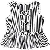 Ecolala Girls Bowknot Tank Tops Sleeveless Striped Shirts Cotton Peplum Babydoll Top