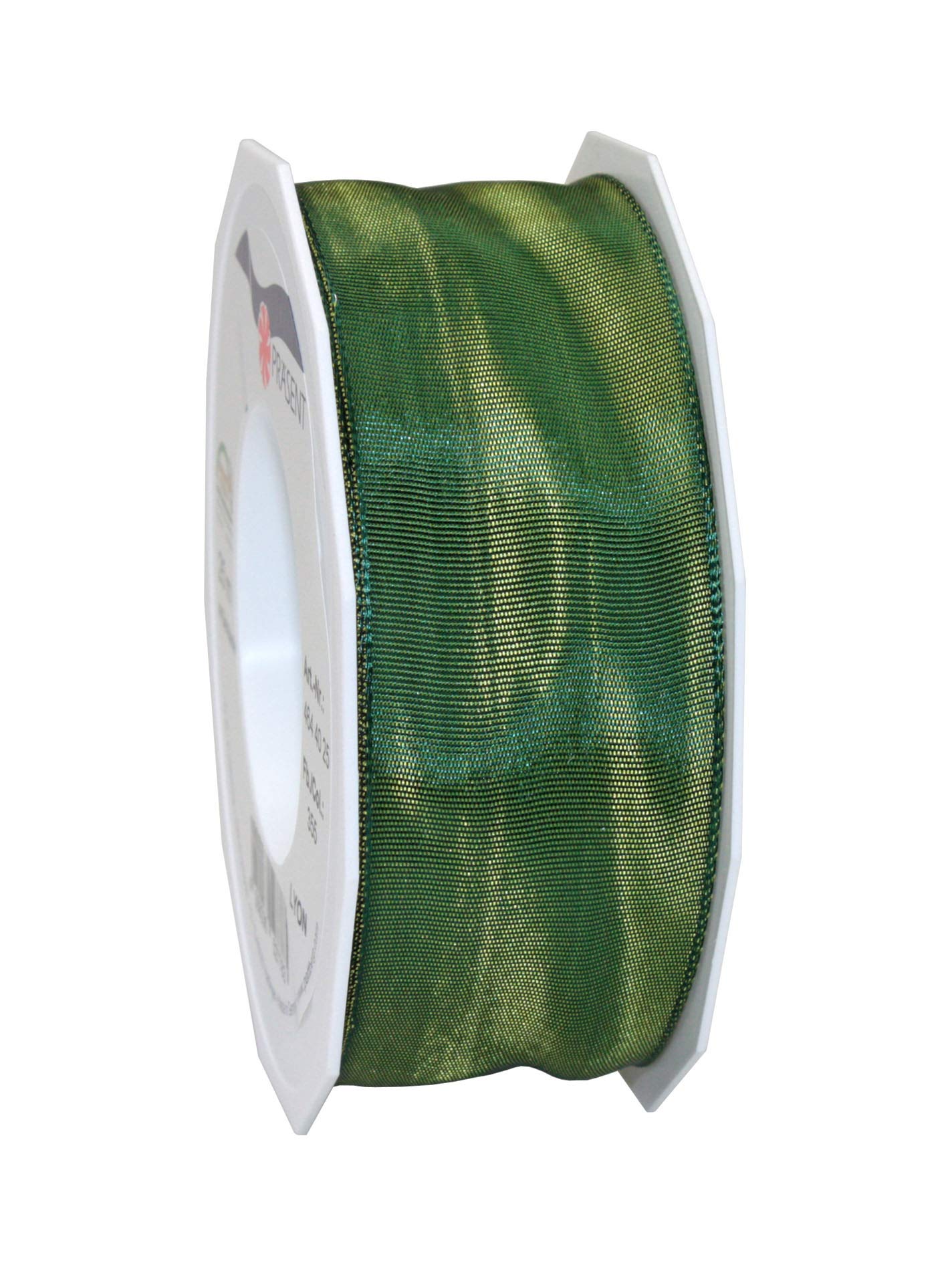 Präsent - Lyon Wired Taffeta Ribbon Moss Green 40 mm Width, 25 m Length