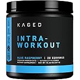 Kaged Intra-Workout Powder In-Kaged BCAAs, L-Citrulline & Beta-Alanine for Endurance 124mg Organic PurCaf Caffeine Coconut Water Powder 20 Servings Blue Raspberry