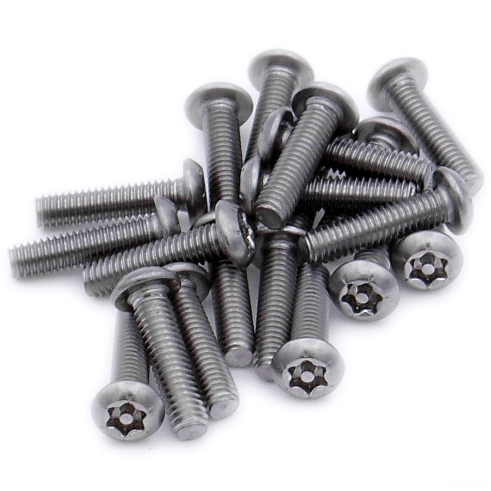 M3 (3mm x 30mm) TX Security Socket Button Machine Screw (Bolt) - Stainless Steel (A2) (Pack of 20)