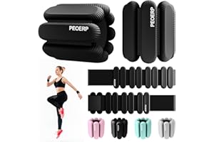 PEOERP Ankle Weights for Women Men, Adjustable Wrist Weighted Bracelet for Home Gym Workout, Walking, Running, Travel, Pilate, Yoga, Exercise,Barre,Strength Training. Set of 2 (1Lb Each)