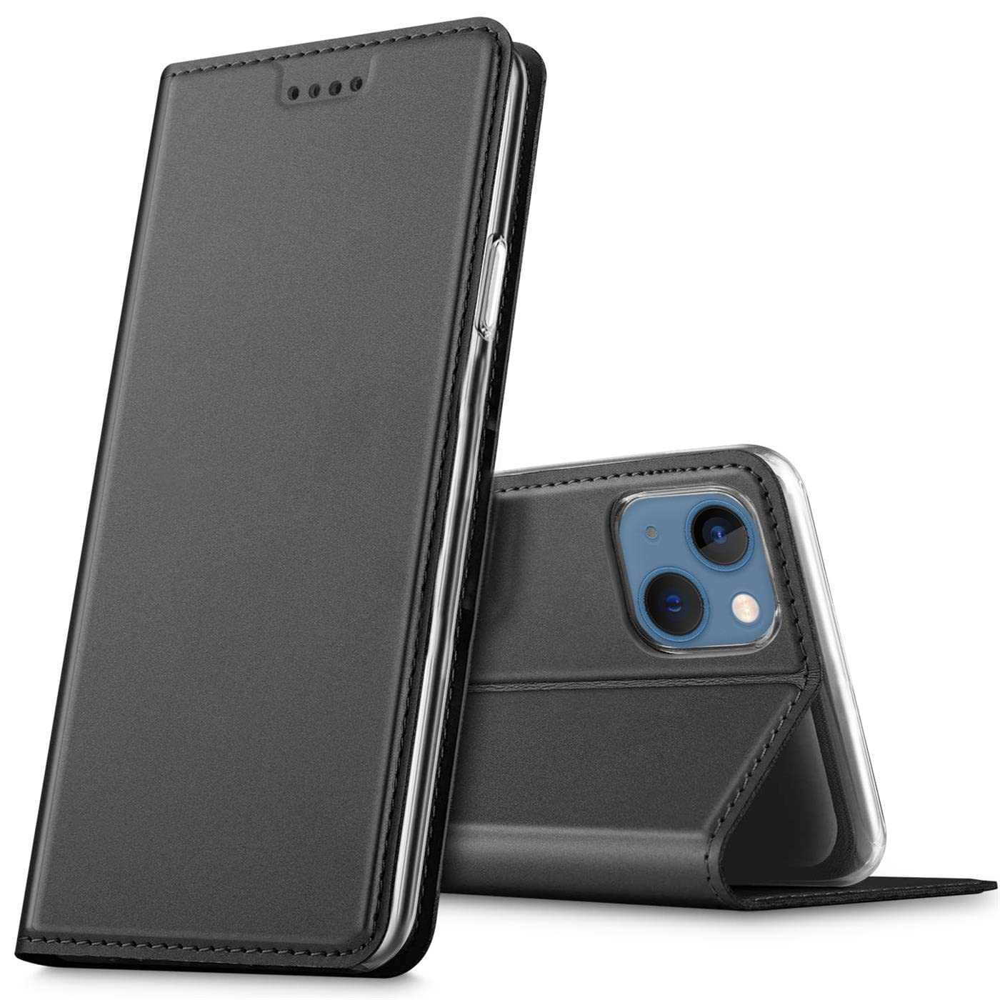 Verco Case compatible with iPhone 13 Mini, Flip Wallet Cover with Magnetic Closure for iPhone 13 Mini Phone Case - black