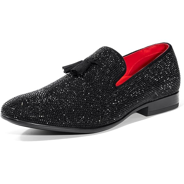 prom dress shoes cheap Amazon.com | bravo! Men Dress Shoe Prom-2 Slip-on Loafer Metallic Glitter  for Wedding Prom Black 7M