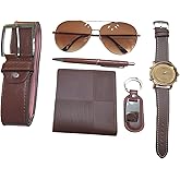 CXLZENGH 6-Piece Men'S Accessory Fashion Set (Belt, Wallet, Watch, Glasses, Keychain, Ballpoint Pen) Men'S Gift Set