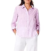 NIC+ZOE Womens Watercolor Stripe Girlfriend Shirt