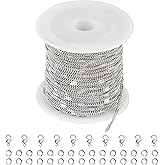 Kyutong 10M Stainless Steel Chain for Jewelry Making Thin Curb Silver Chains for Necklace Bracelet Making Supply Jewelry Findings
