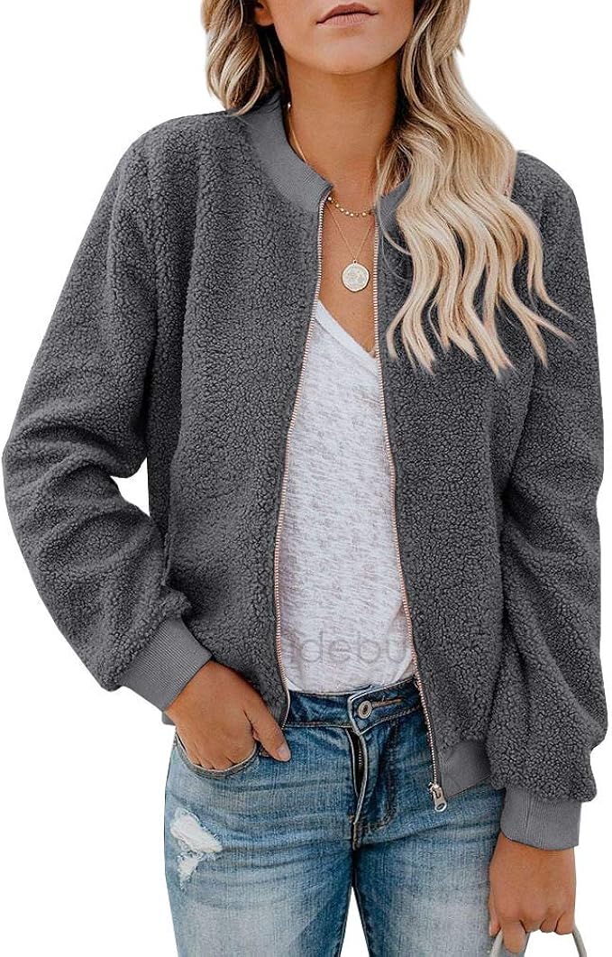 fuzzy jacket zip up