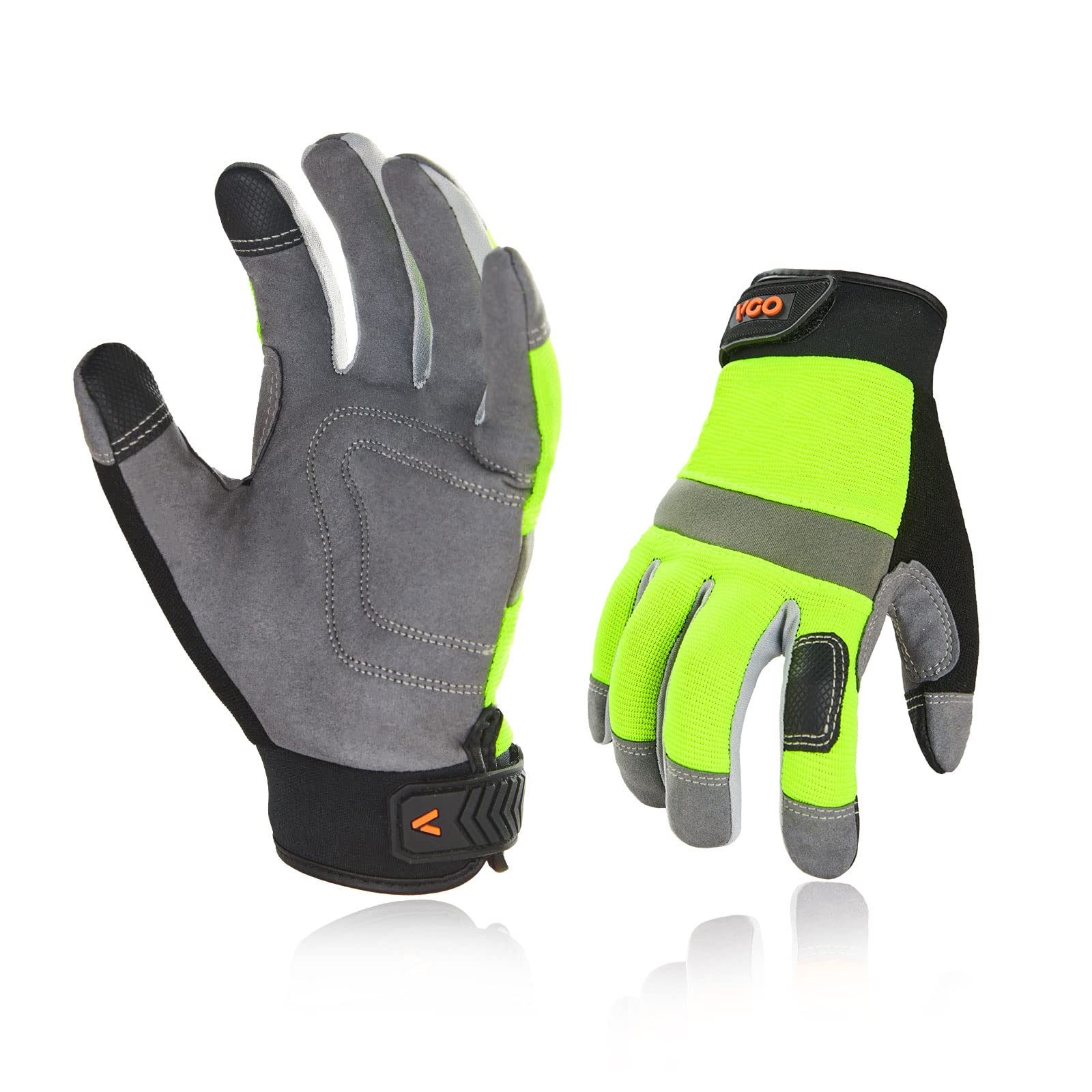 Vgo 2 Pairs Safety Work Gloves - Builder & Gardening Gloves, Light Duty Mechanic Gloves (SL7584, Green, XL, 2 Pairs)