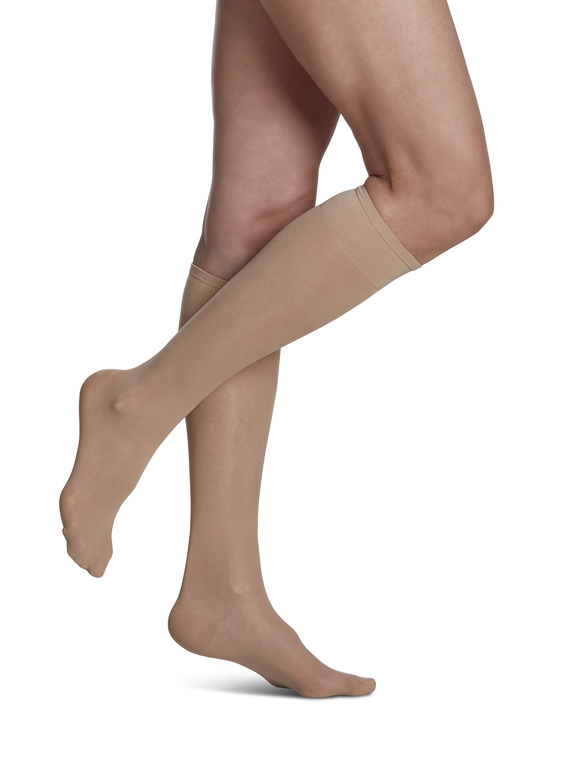 Photo 1 of SIGVARIS Women's Sheer Fashion Closed Toe Calf Height - 15-20mmHg Weight Compression Hose - Lightweight & Breathable in Soft Stretch Fabric for Comfortable Everyday Wear - Honey - B (Medium)