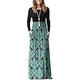 EUOVMY Women's Long Sleeve Loose Maxi Dresses Casual Long Dresses with Pockets