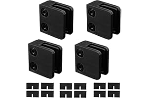 LIUCHONGYANG99 Glass Clamp 1.77"x1.77"x1.0" - 4PCS Glass Bracket for 0.24"-0.4"（6mm-10mm） Tempered Glass, Stainless Steel 304 Flat Back Square Glass Clip Polished for Balustrade 、Staircase 、Handrail