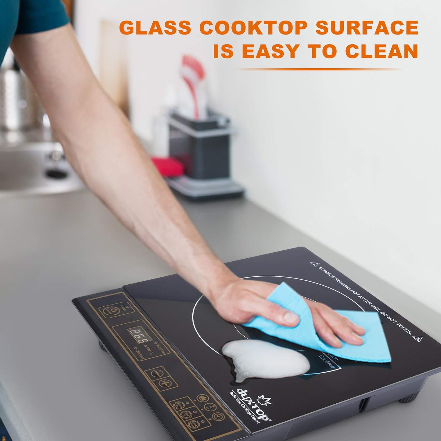 Duxtop 1800W Portable Induction Cooktop, Countertop Burner Included 5.7 Quarts Professional Stainless Steel Cooking Pot with Lid, Heavy Impact-bonded Bottom: Kitchen & Dining