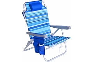SUNNYFEEL Low Beach Chairs for Adults 5 Position Lay Flat, Portable Folding Backpack Beach Chair Heavy Duty with Cooler Bag, Cup Holder for Outdoor/Lawn/Picnic/Sand, Foldable Camping Chair