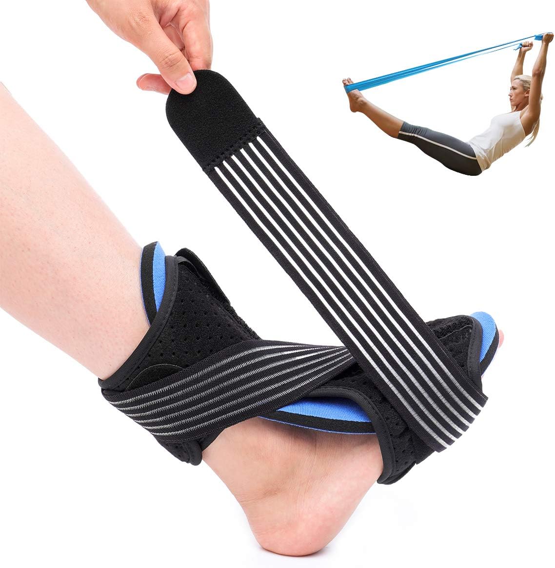 OUTERDO Plantar Fasciitis Night Splint - Achilles Tendonitis Night Splint Adjustable Foot Drop Boot for Both Feet, Foot Brace Effective Relief from Plantar Fasciitis Pain, Foot Back Sprain and Strain