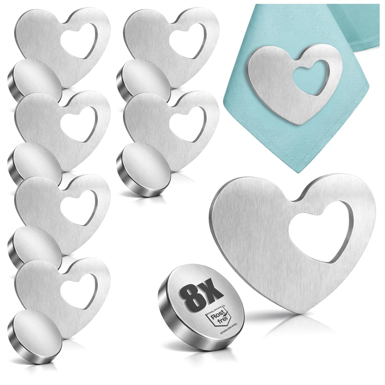 com-four® 8x tablecloth weights - tablecloth weights made of stainless steel - magnetic tablecloth clip - approx. 45 g
