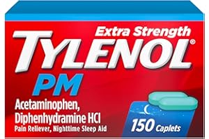 Tylenol PM Extra Strength Nighttime Pain Reliever & Sleep Aid Caplets, 500 mg Acetaminophen & 25 mg Diphenhydramine HCl, Relief for Nighttime Aches & Pains, Non-Habit Forming, 150 ct