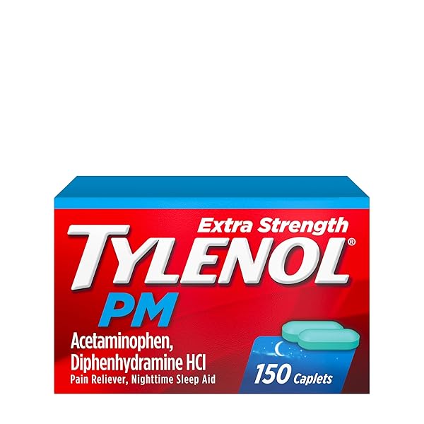 TYLENOL PM EXTRA STRENGTH NIGHTTIME PAIN RELIEVER & SLEEP AID CAPLETS, 500 MG ACETAMINOPHEN & 25 MG DIPHENHYDRAMINE HCL, RELIEF FOR NIGHTTIME ACHES & PAINS, NON-HABIT FORMING, 150 CT