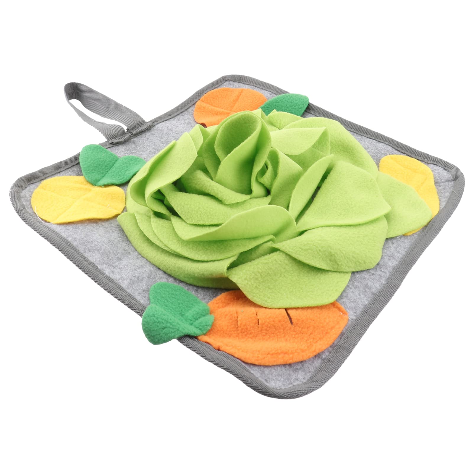ULTECHNOVO Snuffle Mat Dogs Sniff Mat, Rabbit Foraging Mat Pet Interactive Nosework Feeding Mat Sniffing Pad with Fixing Handle for Pets Bowl Travel Use, Green