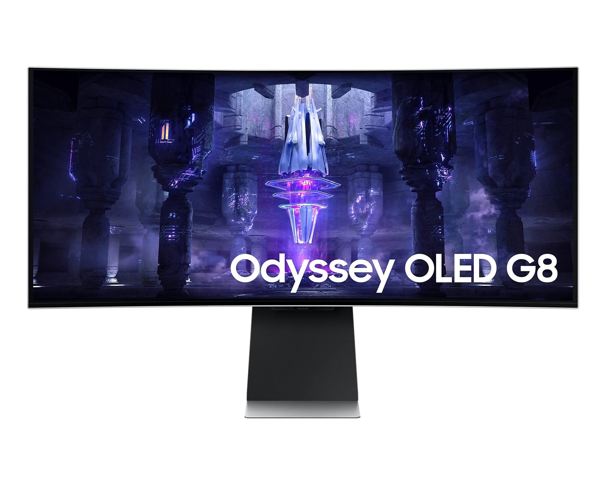 Samsung Monitor Gaming Odyssey OLED G8 (S34BG850), Curvo (1800R), 34'', 3440x1440 (WQHD), 21:9, HDR10+, OLED, 175 Hz, 0,1 ms, Freesync Premium, Micro HDMI, USB-C, Mini-DP, WiFi, Bluetooth, Casse, HAS