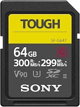Sony 64GB SDXC TOUGH G Series UHS-II V90 SF64TG Fast PCIe Read 300MB/s