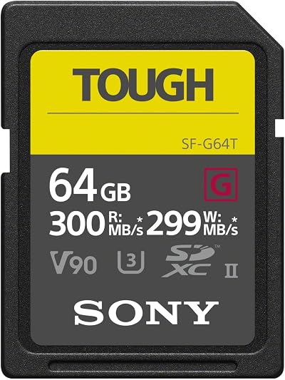 Sony 64GB SDXC TOUGH G Series UHS-II V90 SF64TG Fast PCIe Read 300MB/s
