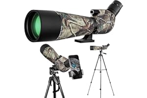 GUANIEE 25-75x80 Spotting Scope for Target Shooting with Upgraded Tripod Carrying Bag and Phone Adapter Spotter Scope for Bird Watching, Wildlife Viewing Camo