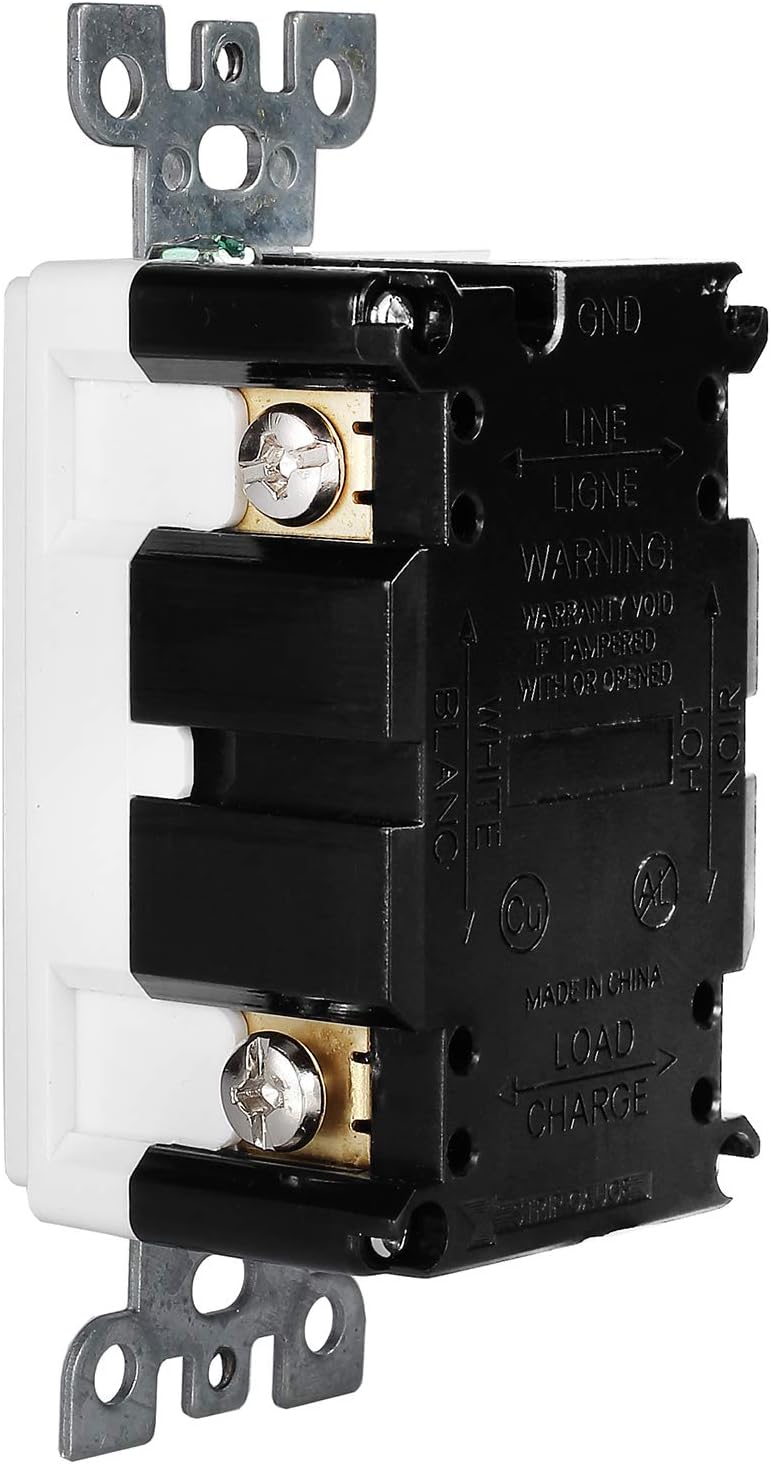 1 Pack - GFCI Duplex Outlet Receptacle - Weather Resistant 15-Amp/125-Volt, Self-Test Function with LED Indicator - UL Listed, cUL Listed - Wall Plate and Screws Included, White - - 