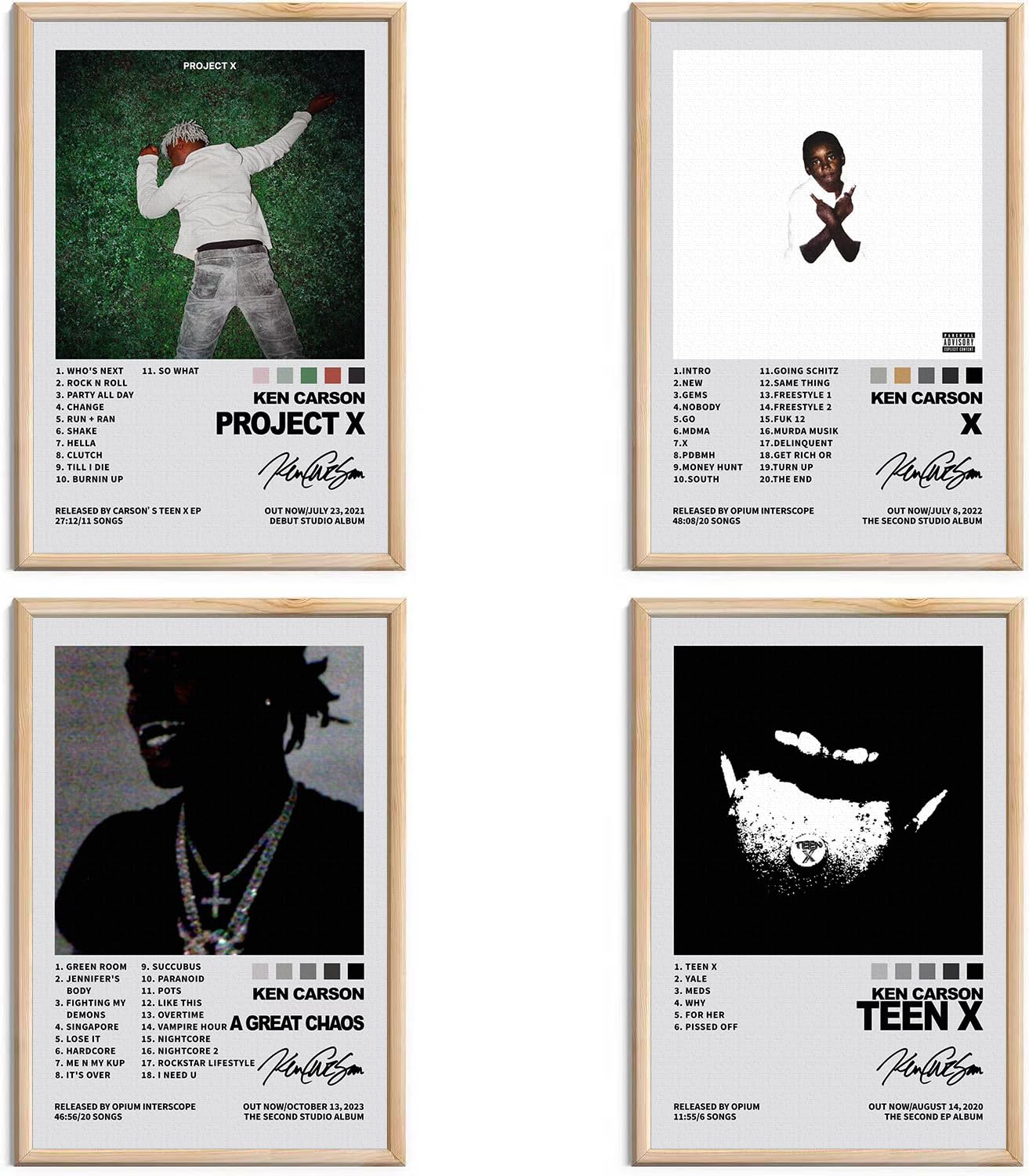 omle Ken Carson Signed Limited Posters Music Album Cover Posters Canvas Wall Art HD Prints Room Aesthetic Pictures Set of 4 for Music Classroom Girls Bedroom Wall Decor Art 8x12 inch Unframed