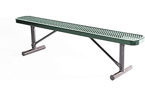 COATEDOUTDOORFURNITURE Coated Outdoor Furniture Heavy-Duty Portable Outdoor Bench Thermoplastic Coated, Expanded Metal, Commercial-Grade Seating, Made in America (Portable without Back, 6 Ft, Green)