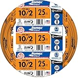 Southwire 28829021 25' 10/2 with ground Romex brand SIMpull residential indoor electrical wire type NM-B, Orange