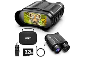 KJK 4K Digital Night Vision Goggles Binoculars for Total Darkness, Infrared Digital Night Vision, 32GB Memory Card for Photo and Video Storage, 3'' Large Screen Perfect for Hunting and Farm Monitoring