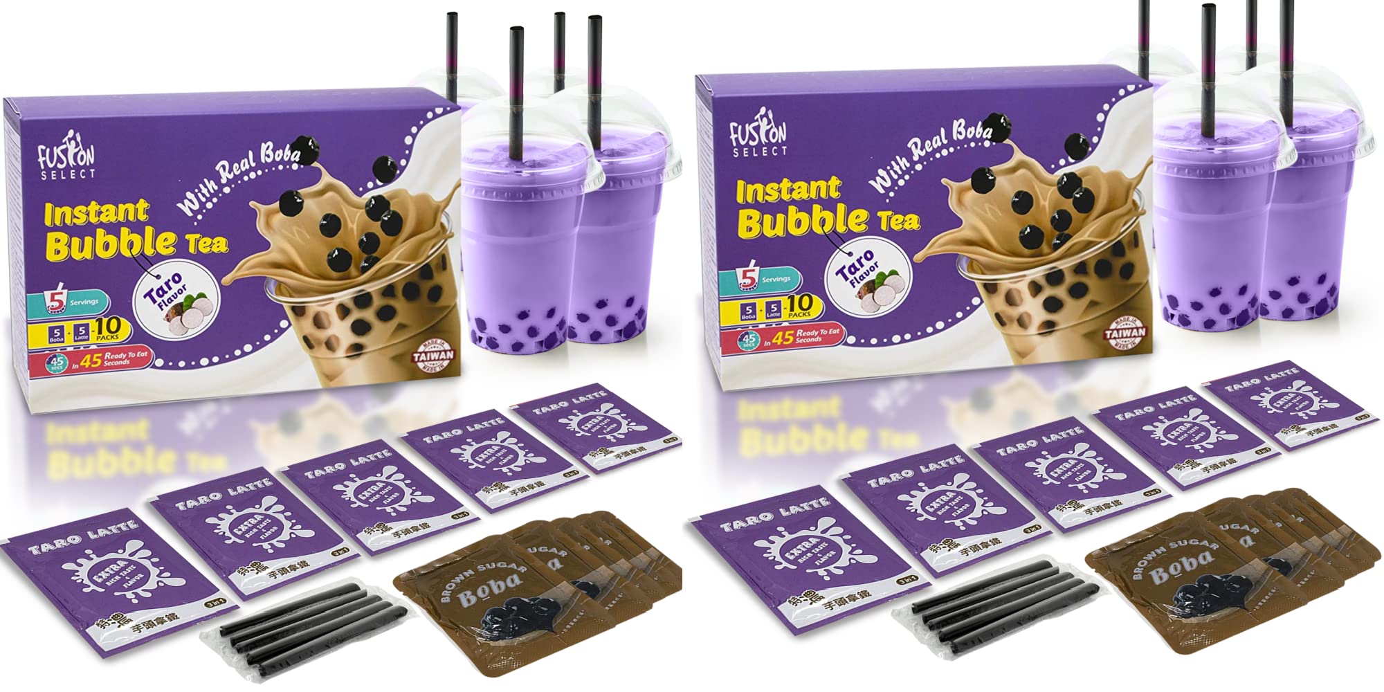 Dragon Cat Café Taro Bubble Tea Kit - Pack Of 3 With Instant Tapioca Pearls | UK