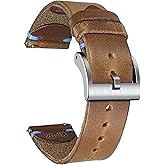 hemsut h Leather Watch Bands for Men, Horween Quick Release Leather Watch Strap Vintage Watch Replacement Wrap of 18mm, 20mm, 22mm