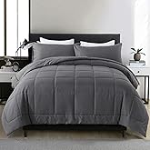 DOWNCOOL Twin Comforter Set -All Season Bedding Comforters Sets with 1 Pillow Case -2 Pieces Bed Set Down Alternative Comforter Set -Grey Twin Bedding Sets(64"x88")