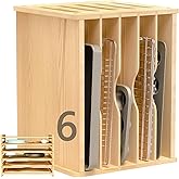 celestite Wooden Tray Dividers for Cabinets, Cookie Sheet Organizer for Cabinet, Baking Sheet Pan Organizer for Kitchen Organizers and Storage (6 Tier 12.4" Wx14.1 Hx16.7 D)