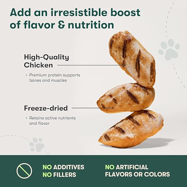JINX PREMIUM FREEZE-DRIED DOG FOOD TOPPERS, CHICKEN ON TOP – HEALTHY & NATURAL MEAL TOPPERS FOR DOGS WITH REAL CHICKEN WITH REAL INGREDIENTS & NO FILLERS – PET PRODUCTS FOR ALL LIFESTAGES – 3OZ