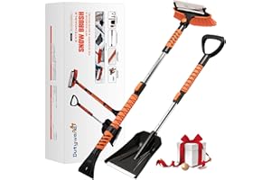 Dutywand Ice Scrapers Snow Brush for Car Windshield Extendable, Snow Shovel for Car Driveway, Non Scratch Snow Brush Winter Kit with Snow Shovel Snow Brush for Christmas Car Auto Truck SUV