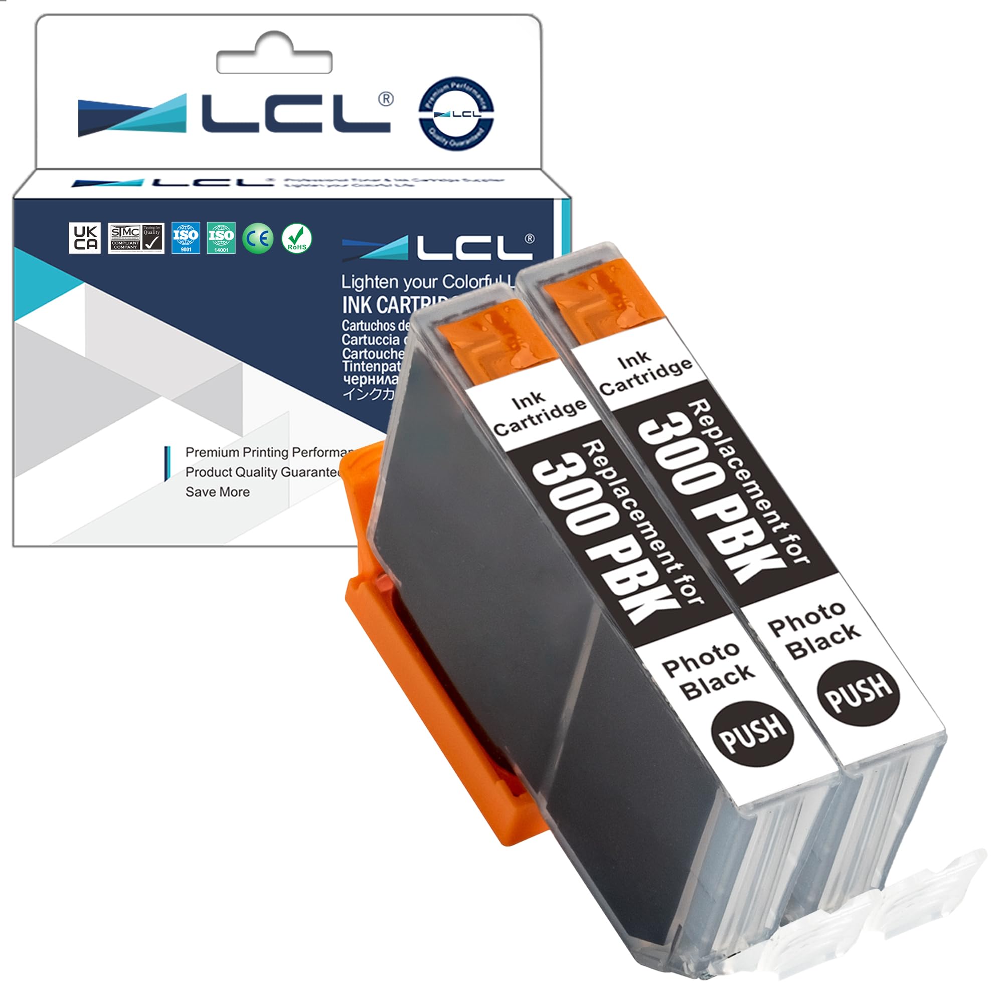 LCL Compatible Ink Cartridge PFI-300 PFI-300PBK (2Pack PBK) Replacement for Canon imagePROGRAF PRO-300
