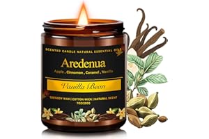 Vanilla Bean Candle - Fall Scented Candles, Vanilla Candles for Home - Soy Candle for Home Scented - Odor Eliminating Highly 