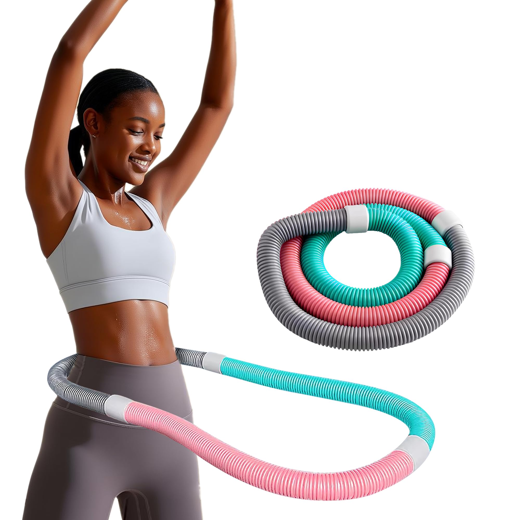 Photo 1 of ??Weighted 3lb Fitness Hoop for Adults - Soft Spring Hula Hoop - Flexible, Foldable for Home & Travel - Cushioned Comfort, Silent Exercise for Waist Toning & Weight Loss??