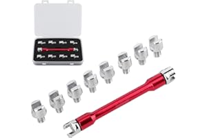 CAMRUSIC Motorcycle Spoke Wrench Set, CNC 5.0-6.8mm, 93mm/3.7in for Most Bikes(Red)