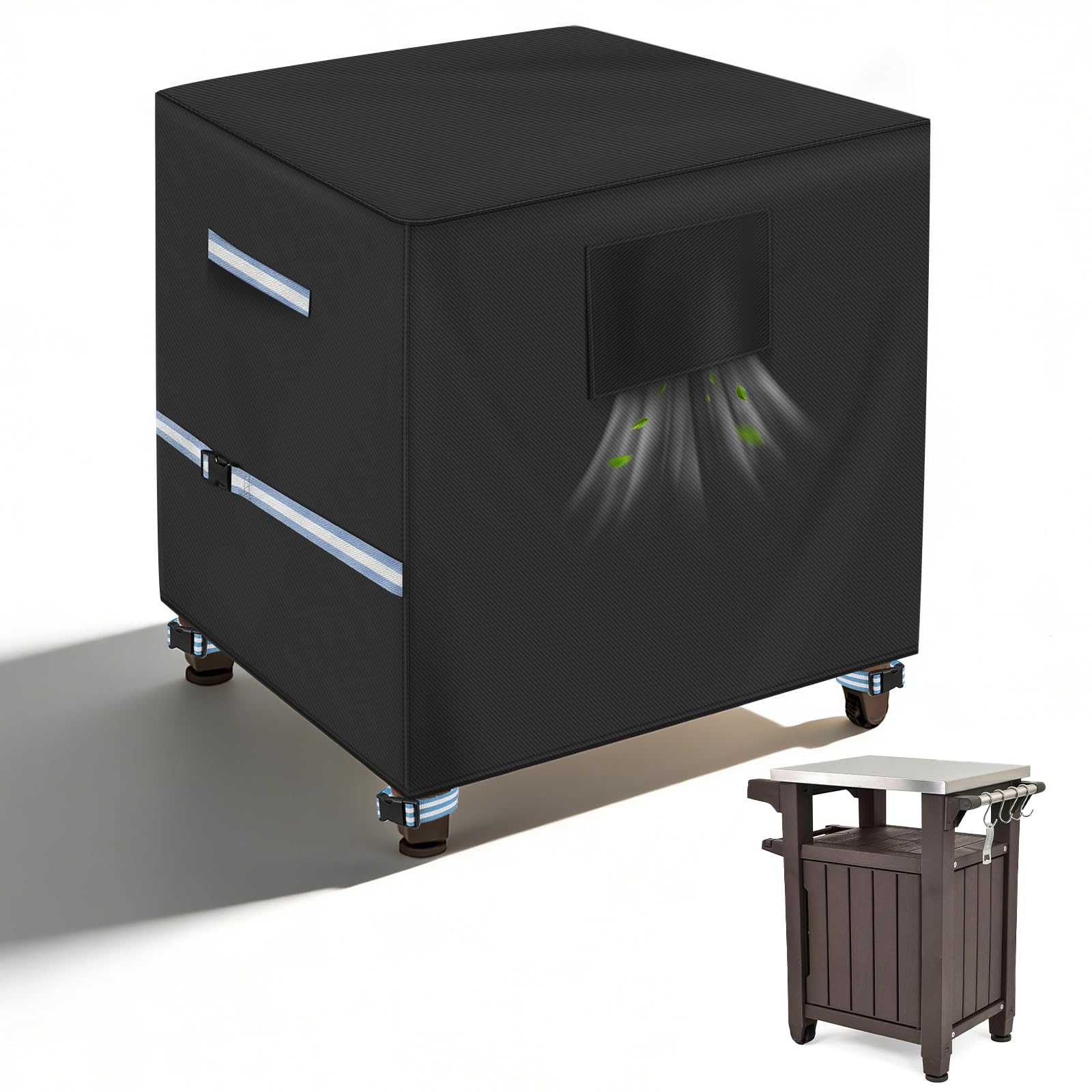 Outdoor Grill Cart Prep Table Cover 600D for 30-inch Keter Unity Portable Outdoor 40 Gal Table with Storage Cabinet, Waterproof UV Resistant Outside bbq Bar Cart Cooking Station Cover, 30" x 24" x 32"