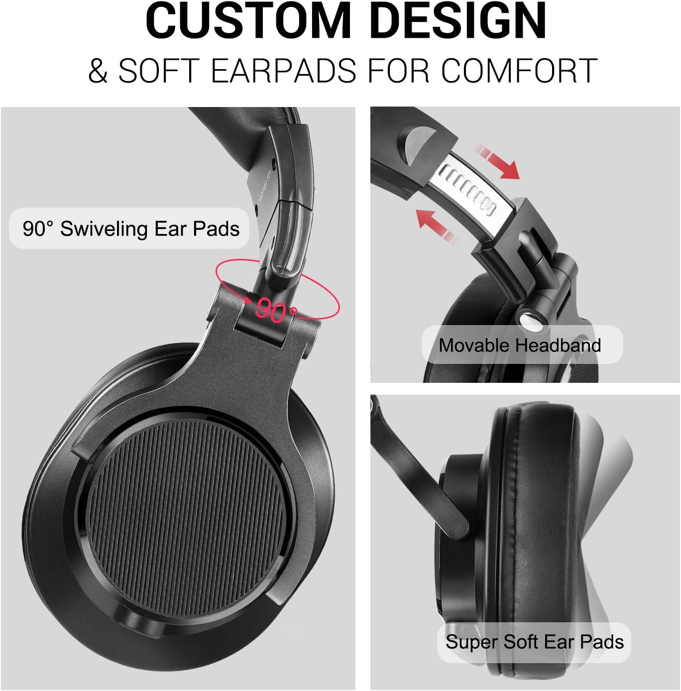 Bopmen Over Ear Headphones - Wired Studio Headphones with Shareport, Foldable Headsets with Stereo Bass Sound for Monitoring Recording Keyboard Guitar Amp DJ Cellphone, Black: Home Audio & Theater