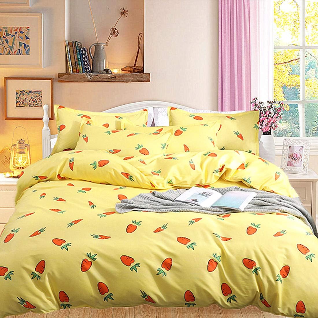 USTIDE Cartoon Duvet Cover Set Lightweight Durable Microfiber Children