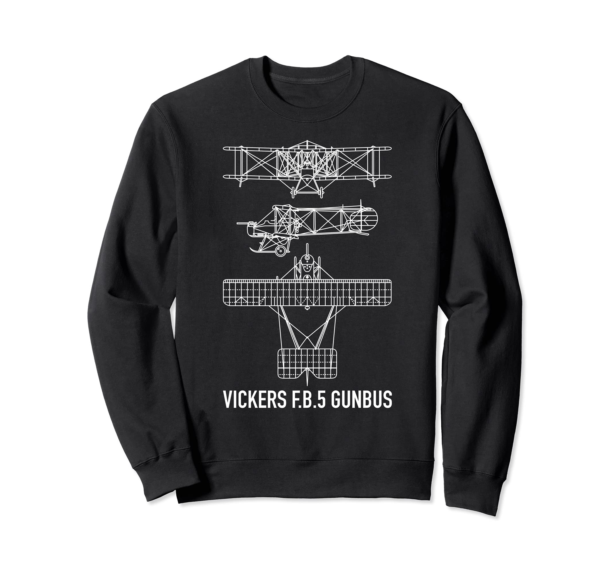 Vickers F.B.5 Fighting Biplane 5 Gunbus Blueprint Diagram Sweatshirt