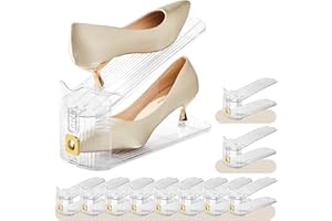 MOVDEET 10 Pack Clear Shoe Slots Organizer for Closet, Adjustable Shoe Stackers for a Pair of Shoes,Shoe Storage Shoe Space Saver 50% Shoe Shelf Display Holder for Closet