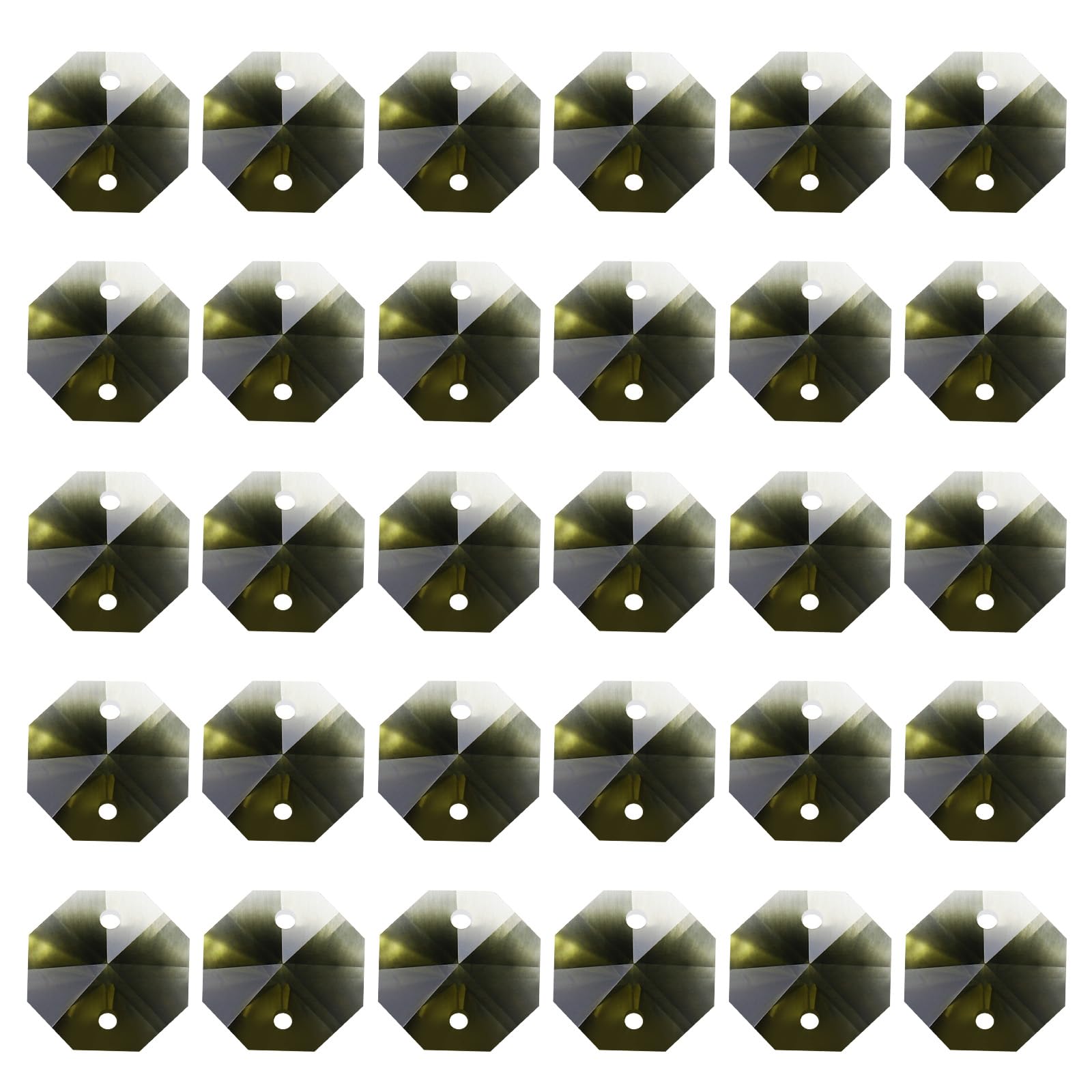 PATIKIL K9 Crystal Octagon Beads 2 Holes Pendants, 30 Pack 14mm Chandelier Prisms Parts Ornaments Hanging Beads for DIY Arts Crafts Decoration, Brown