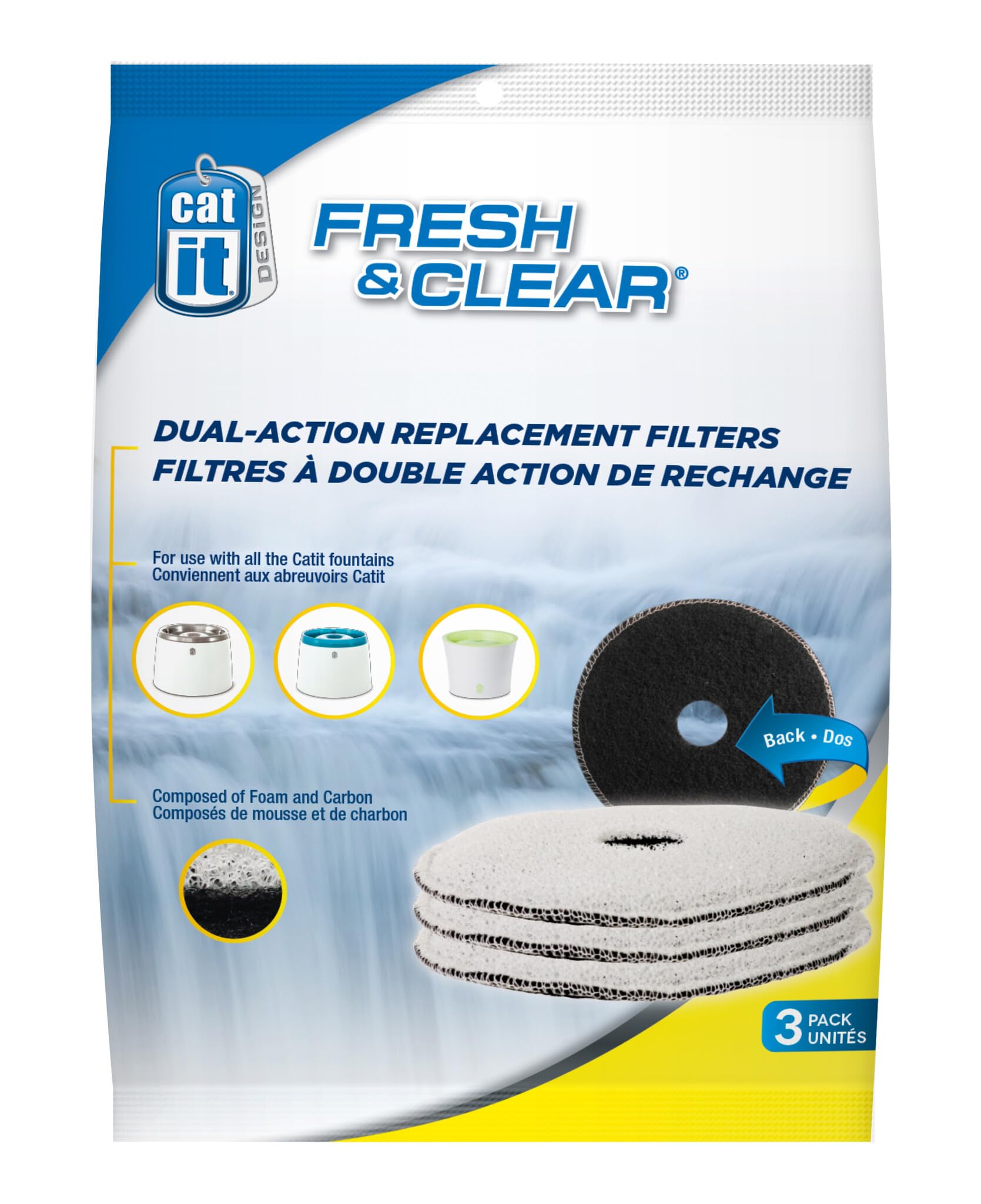 Catit Design Fresh and Clear Replacement Filters for Cat Water Fountain (Pack of 3)
